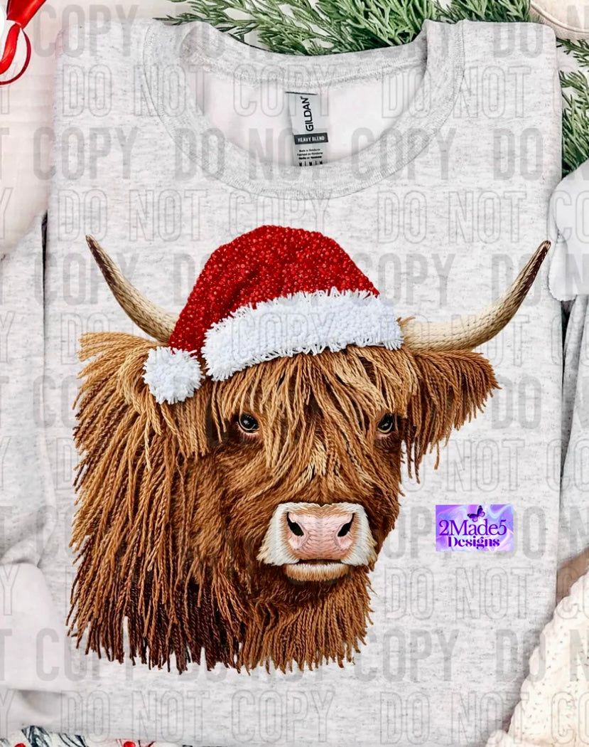 Christmas Cow faux yarn Shirt
