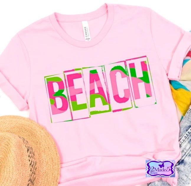 Beach pink/green Camo Shirt