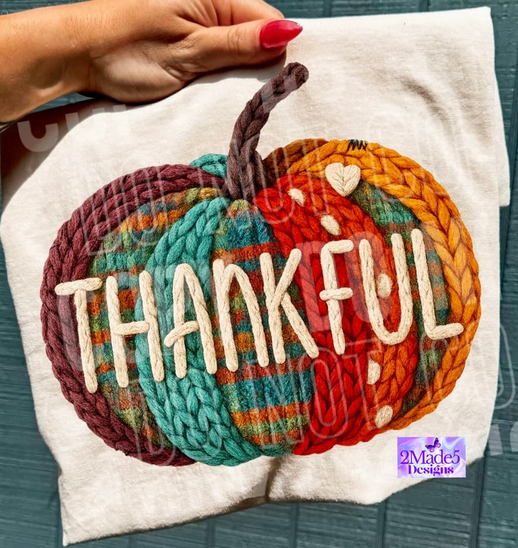 Thankful Pumpkin faux yarn Shirt