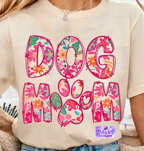 Load image into Gallery viewer, Dog Mom Pink Floral Bella Canvas Short Sleeve Heather Natural Shirt
