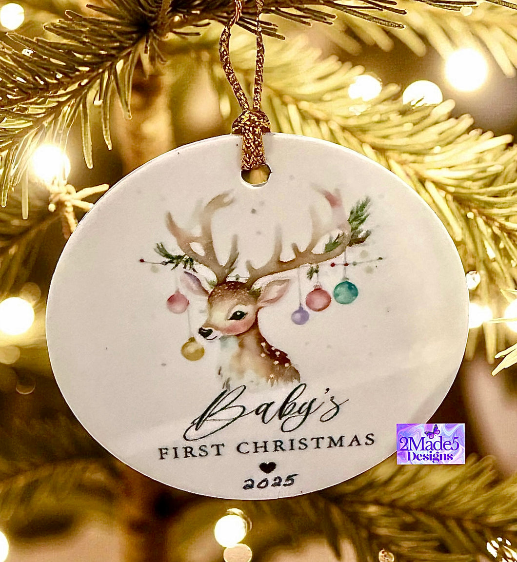 Baby’s First Christmas 2025 Deer Ornament