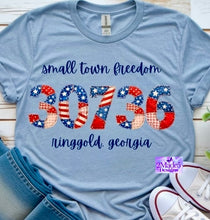 Load image into Gallery viewer, Small Town Freedom Zip Code Shirt
