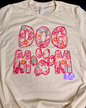 Load image into Gallery viewer, Dog Mom Pink Floral Bella Canvas Short Sleeve Heather Natural Shirt
