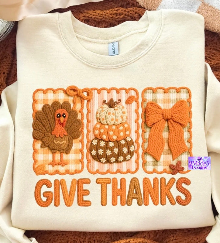 Give Thanks faux yarn Shirt