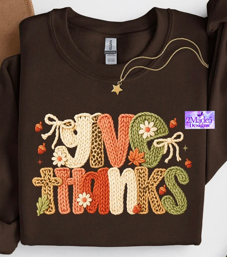 Give Thanks faux yarn Shirt