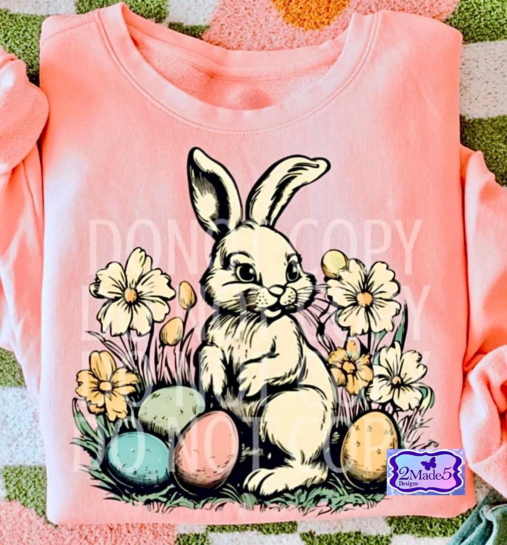 Retro Easter Rabbit Eggs Shirt