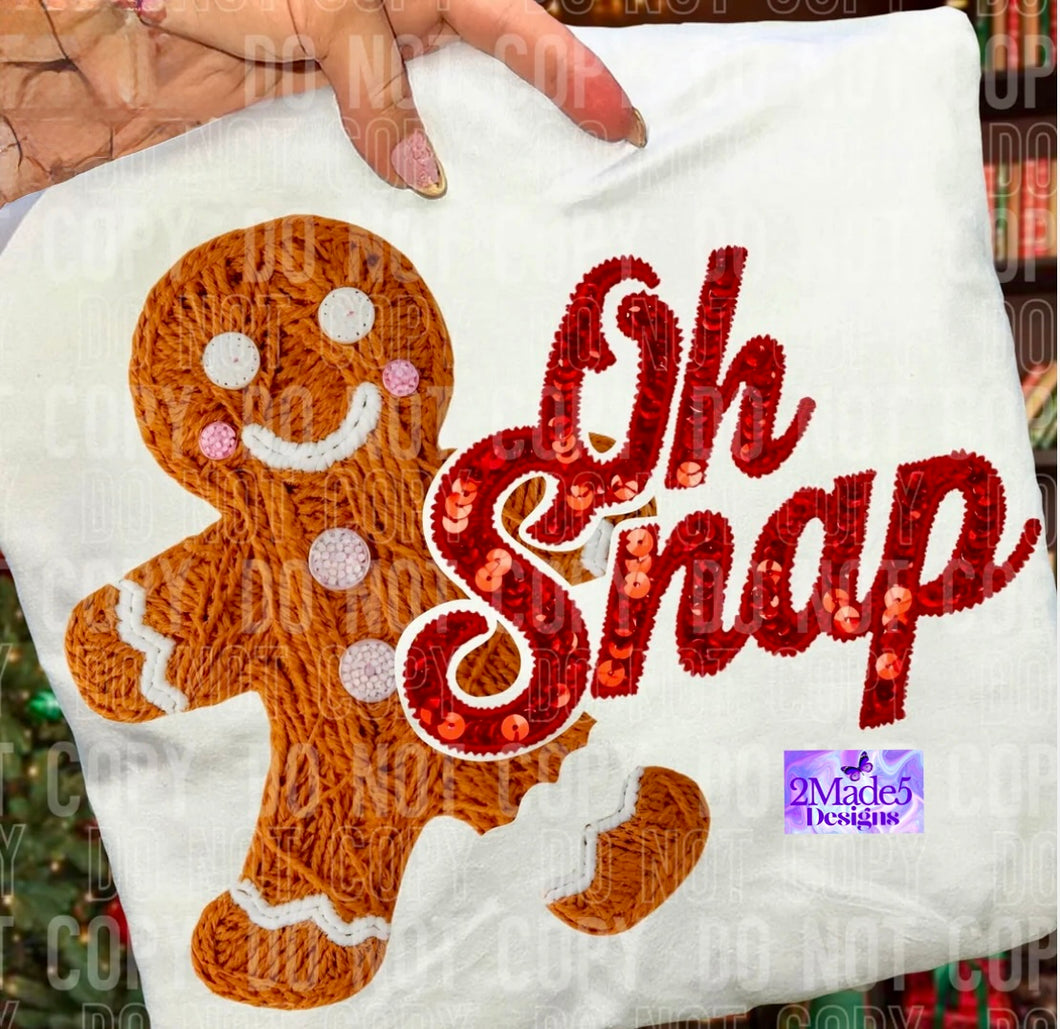 Oh Snap Gingerbread Man faux sequins Shirt