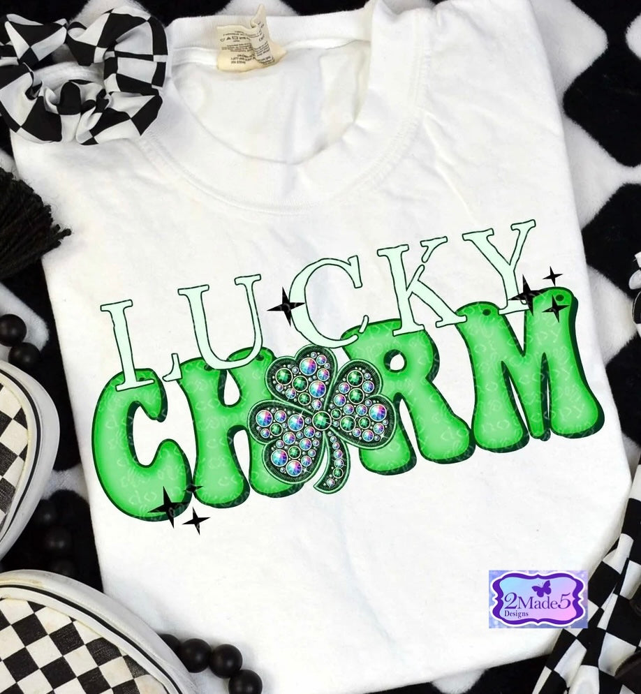 Lucky Charm Bejeweled Clover Shirt