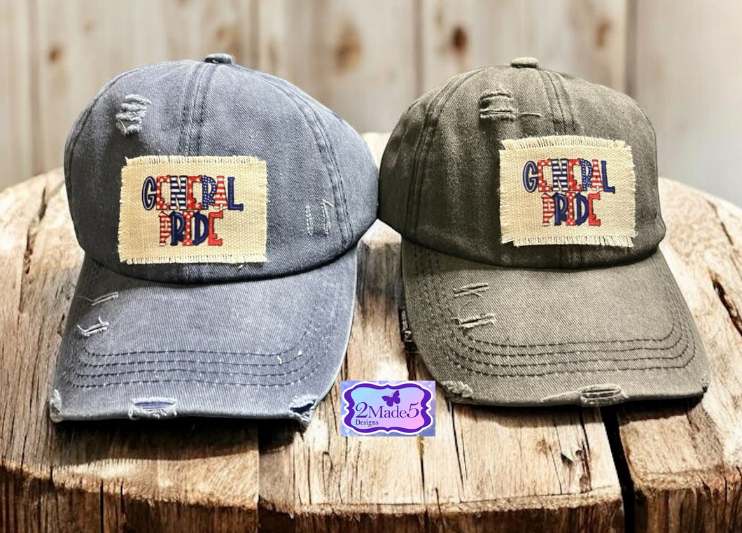 General Pride Distressed Criss Cross Ponytail Hat