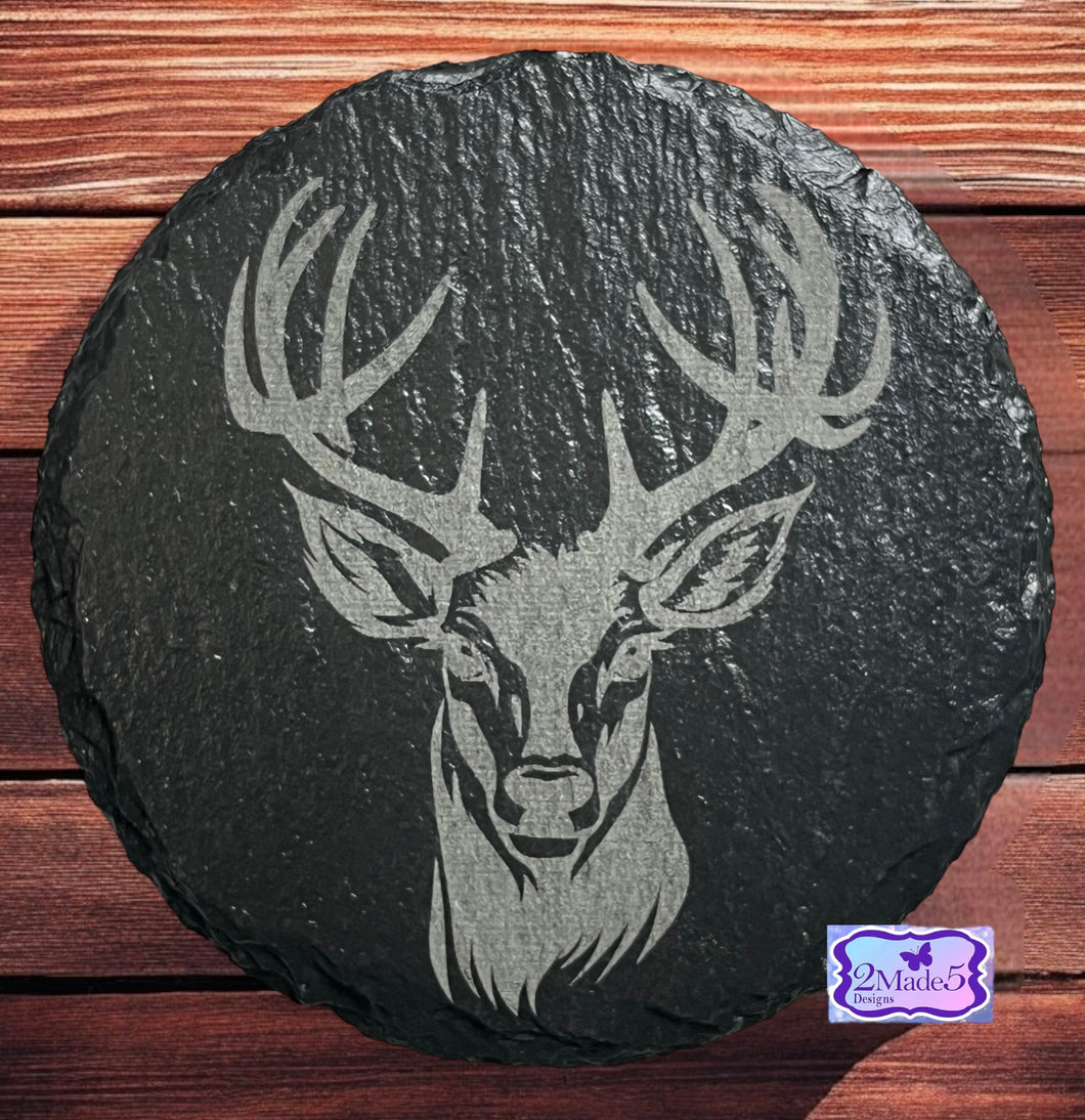 Deer/Buck Round Slate Coaster