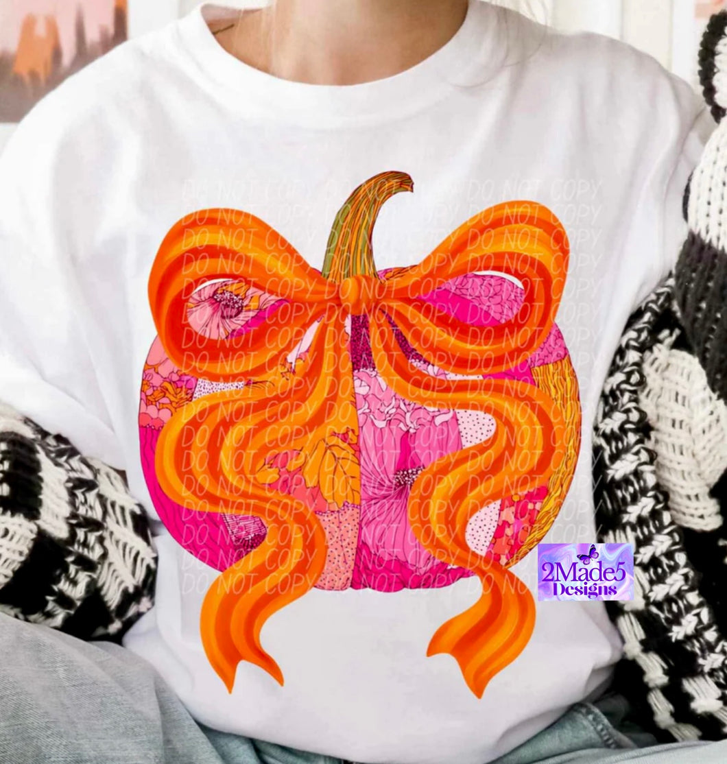 Patchwork Pumpkin Bow Shirt