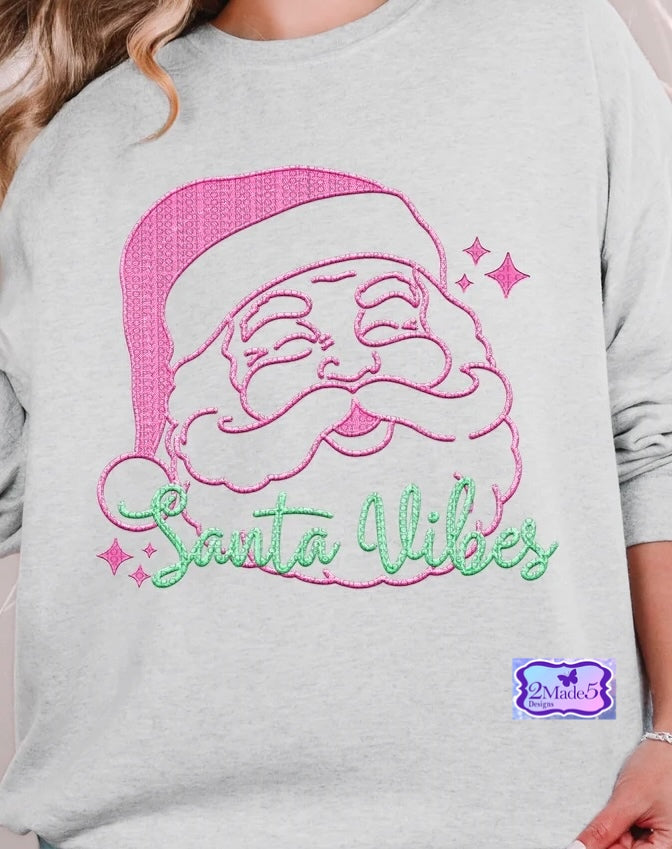 Santa Vibes faux embroidered Shirt