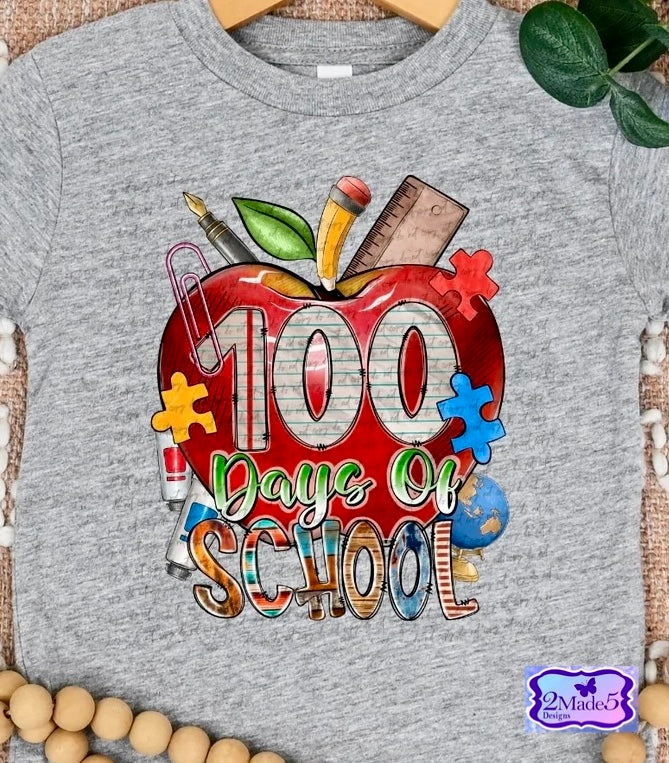 100 Days Of School Apple Shirt