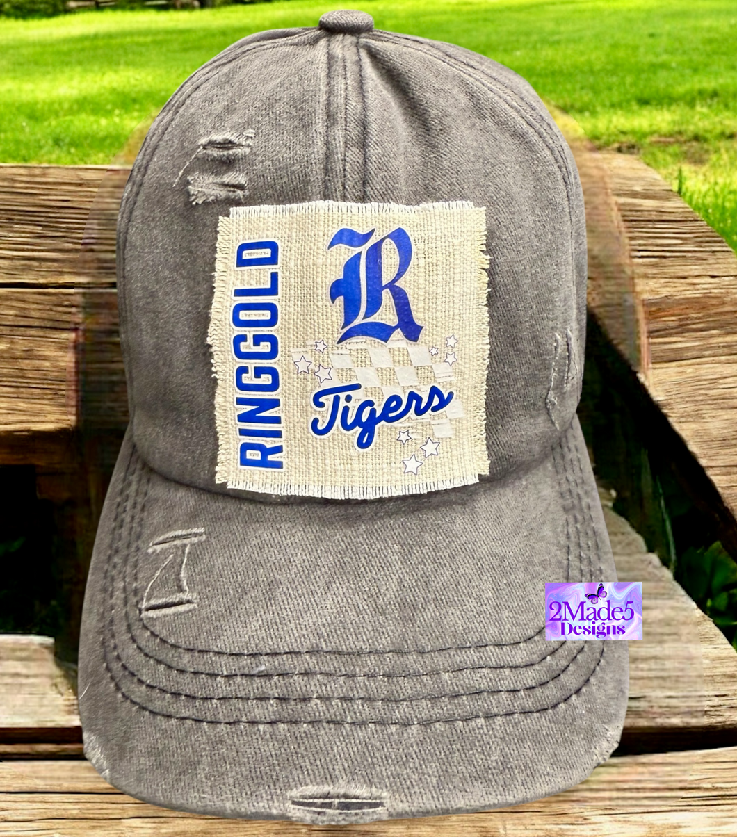 Ringgold Tigers Distressed Criss Cross Ponytail Hat
