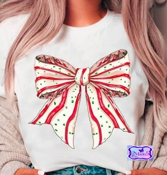 Christmas Cake Coquette Bow Shirt