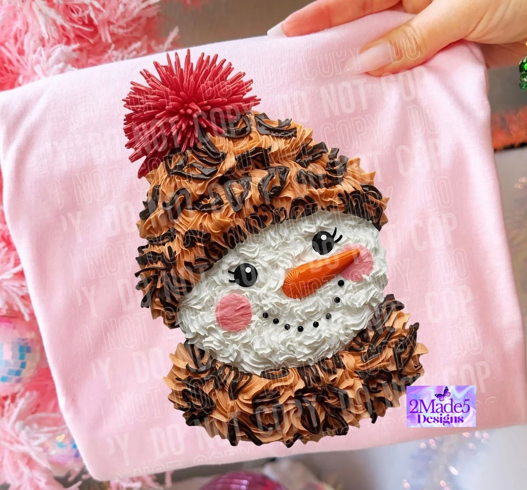 Snowman Leopard Hat faux icing Shirt