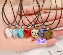 Load image into Gallery viewer, Natural Stone Quartz Heart Pendant Necklace
