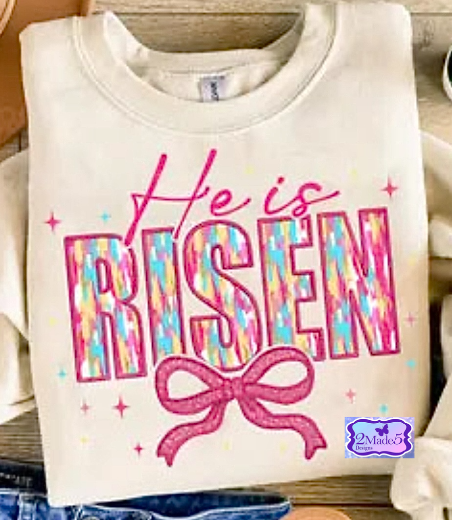 He Is Risen pink bow Shirt