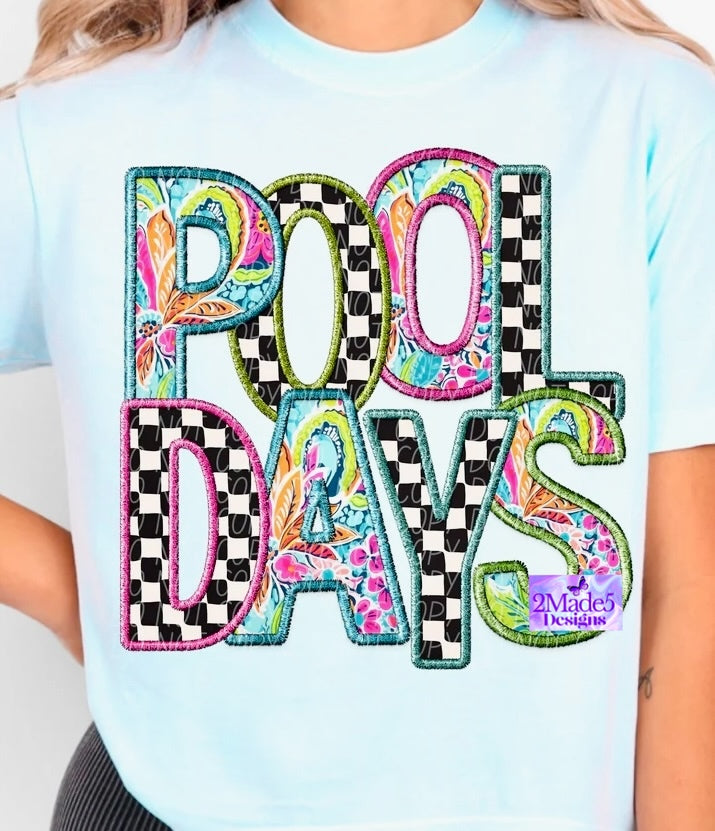 Pool Days faux embroidery Shirt