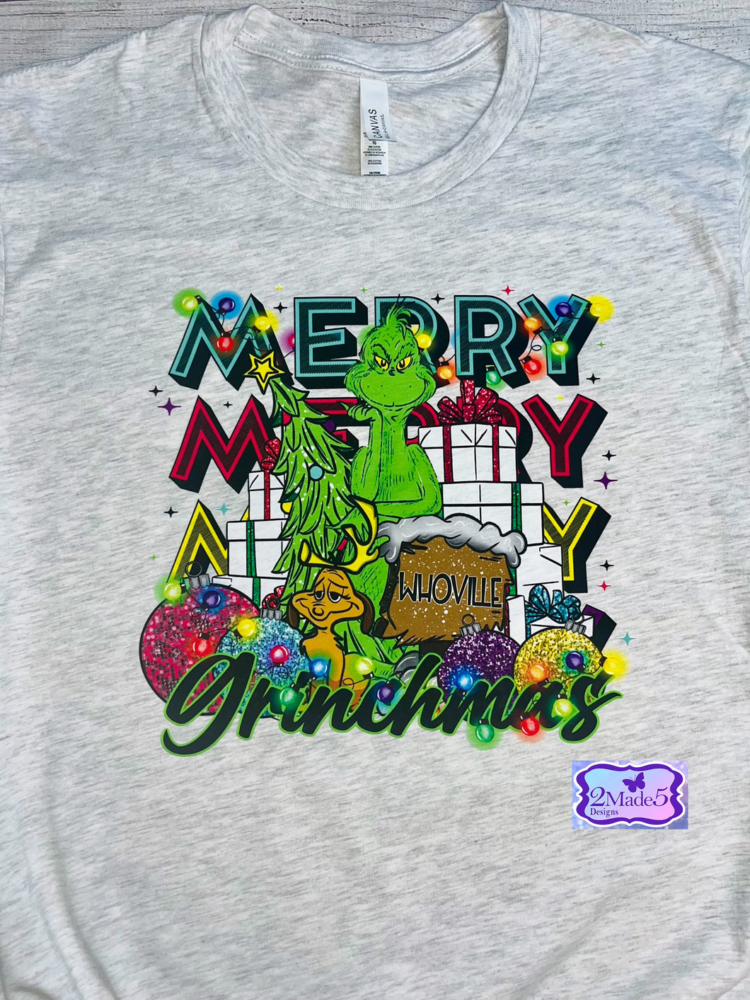 Merry Grinchmas on Bella Canvas Ash Shirt