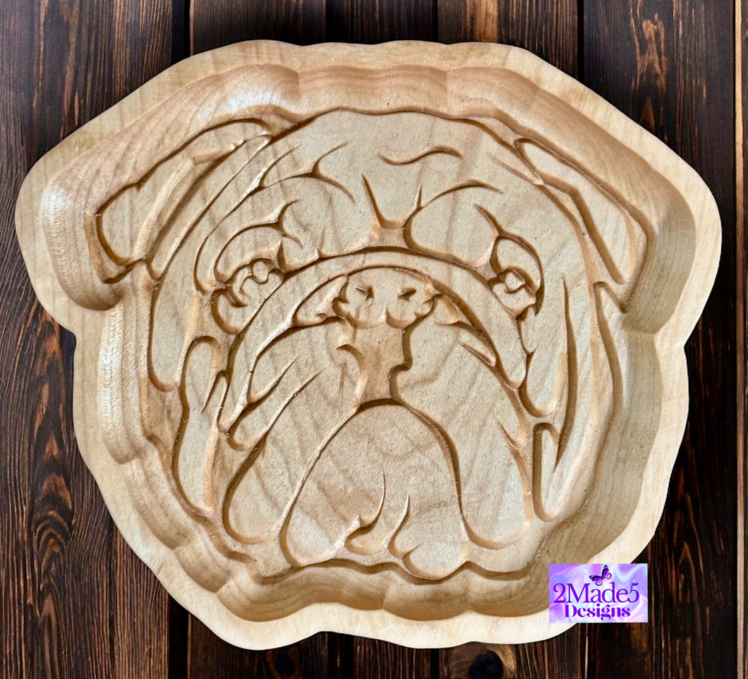 Dog Shape-English Bulldog Solid Wood Valet Catch-All Tray