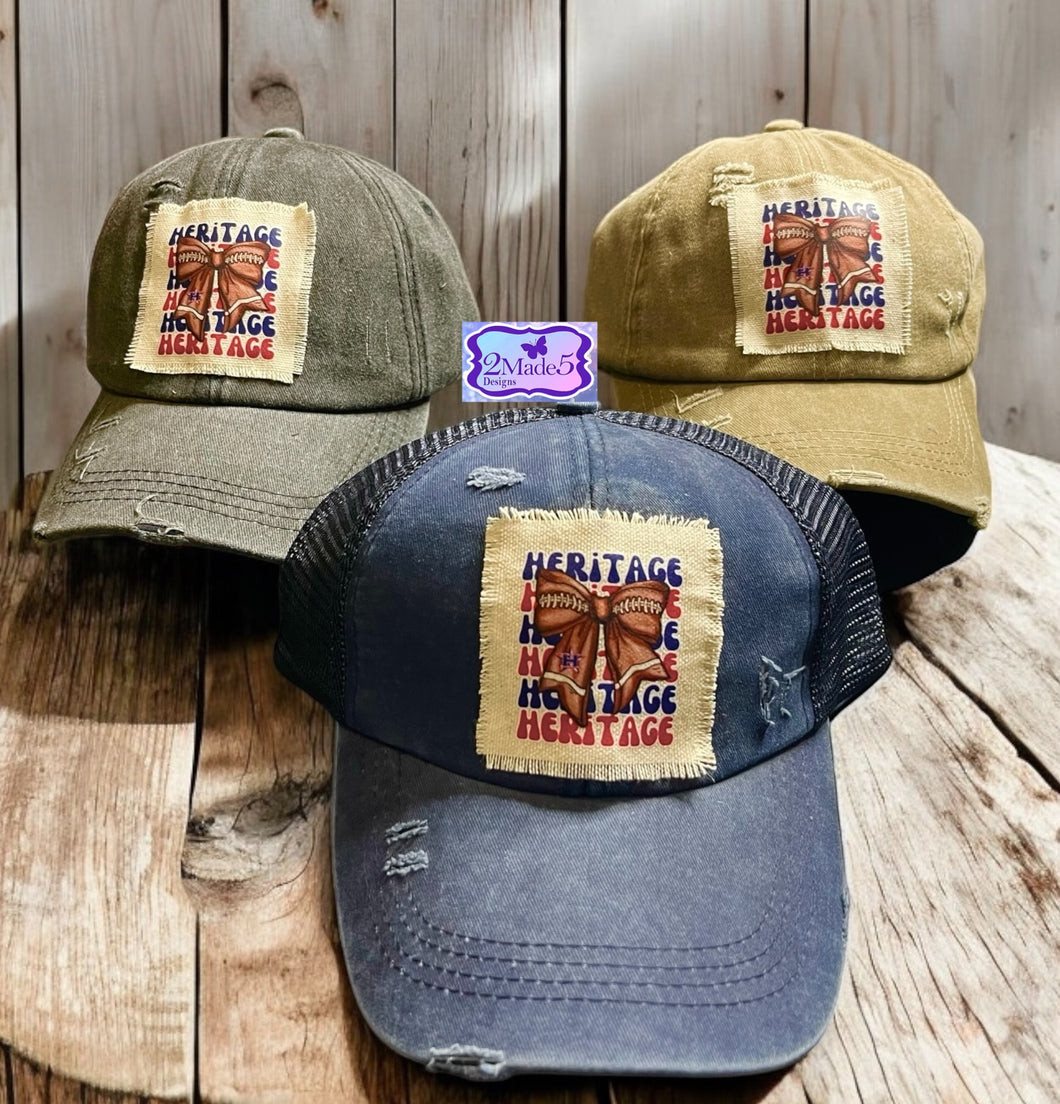 Heritage Generals Football Bow Distressed Criss Cross Ponytail Hat