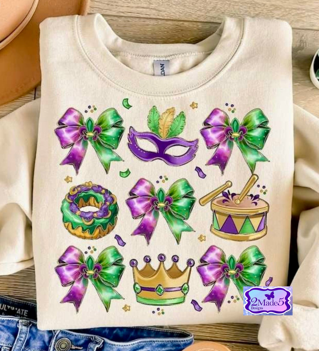 Mardi Gras Coquette Bows Collage Shirt