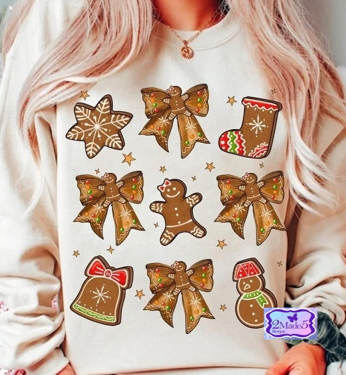 Gingerbread Cookies Coquette Bows Shirt