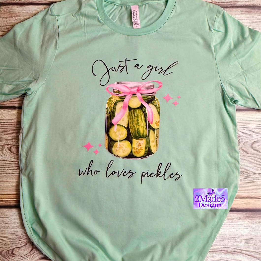Just A Girl Who Loves Pickles Bella Canvas Mint Shirt