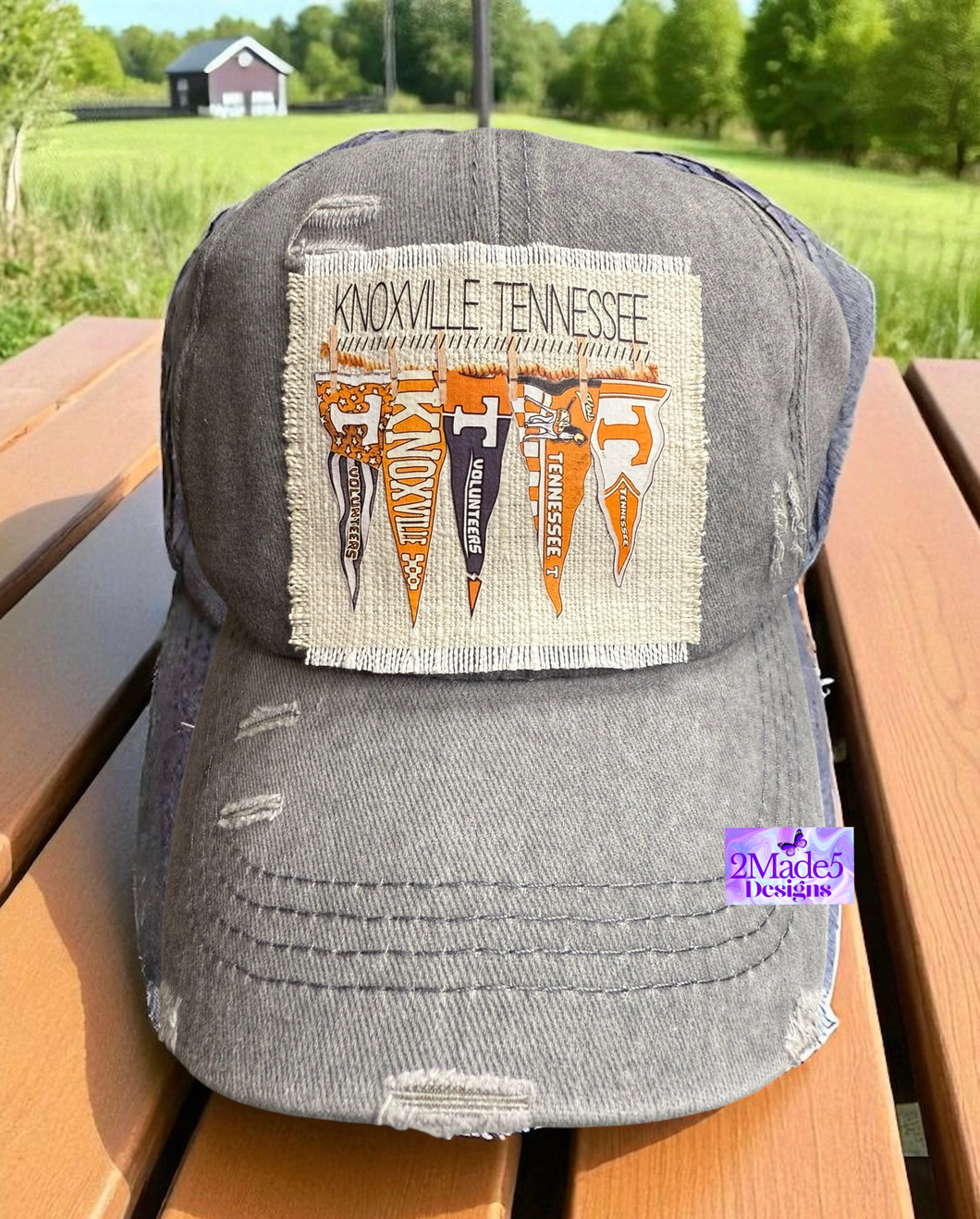 Tennessee Pennant Distressed Criss Cross Ponytail Hat