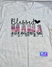 Load image into Gallery viewer, Blessed Mama Shirt-design available  in purple, pink or blue
