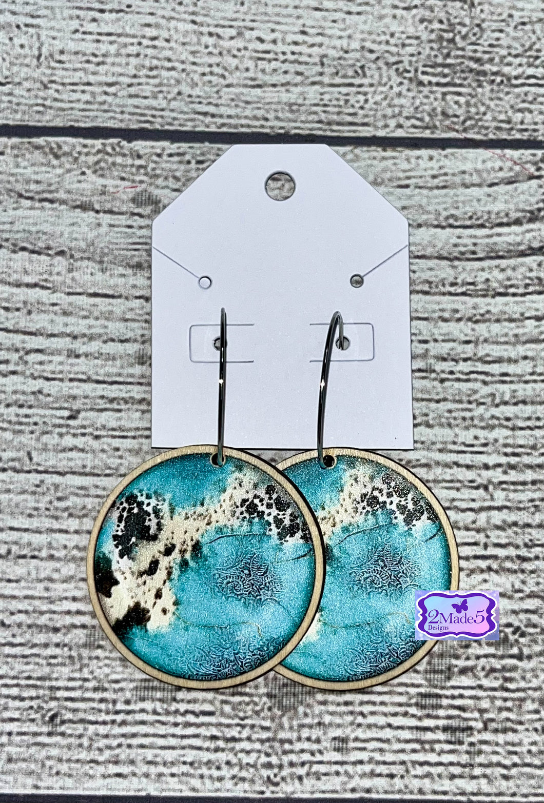 Leopard Wood Dangle Earrings