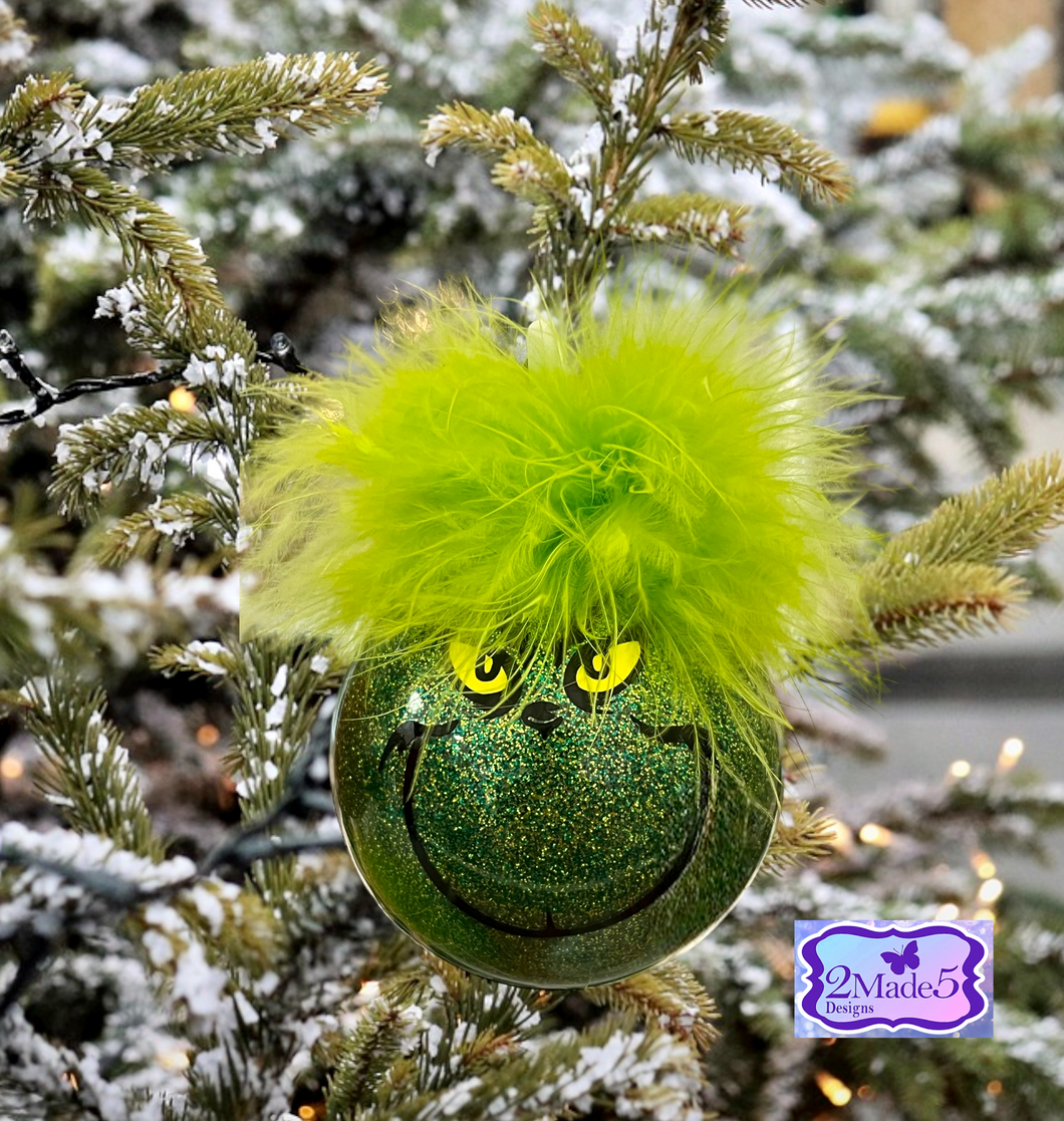 Wild Hair Grinch Glitter Christmas Ornament