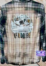 Load image into Gallery viewer, It’s Fine, I’m Fine, Everythings’s Fine long sleeve bleached flannel shirt- size XL
