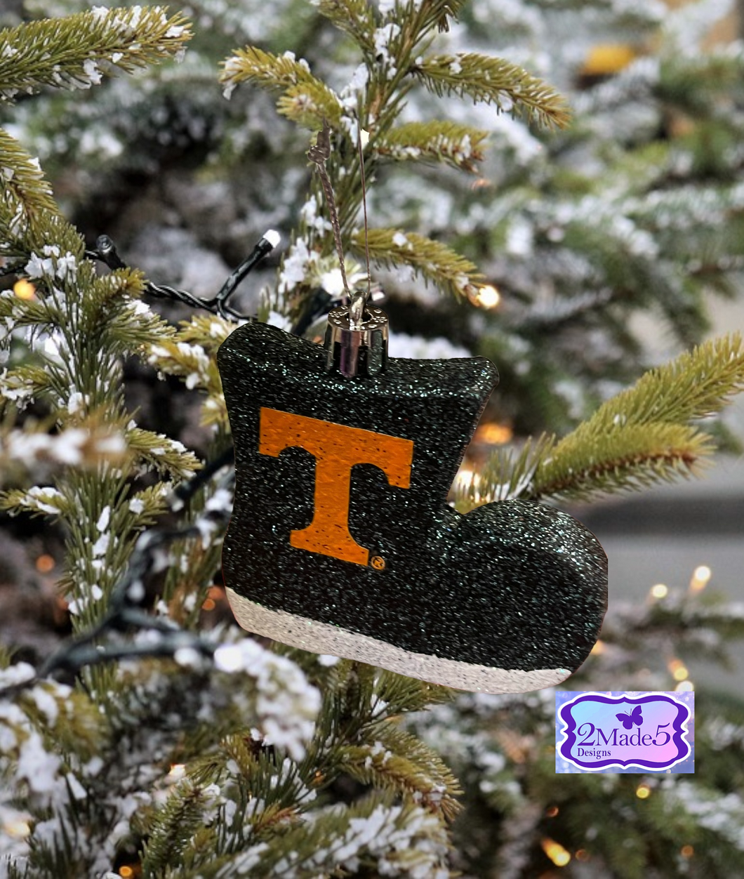 Tennessee Santa Boot Glitter Christmas Ornament