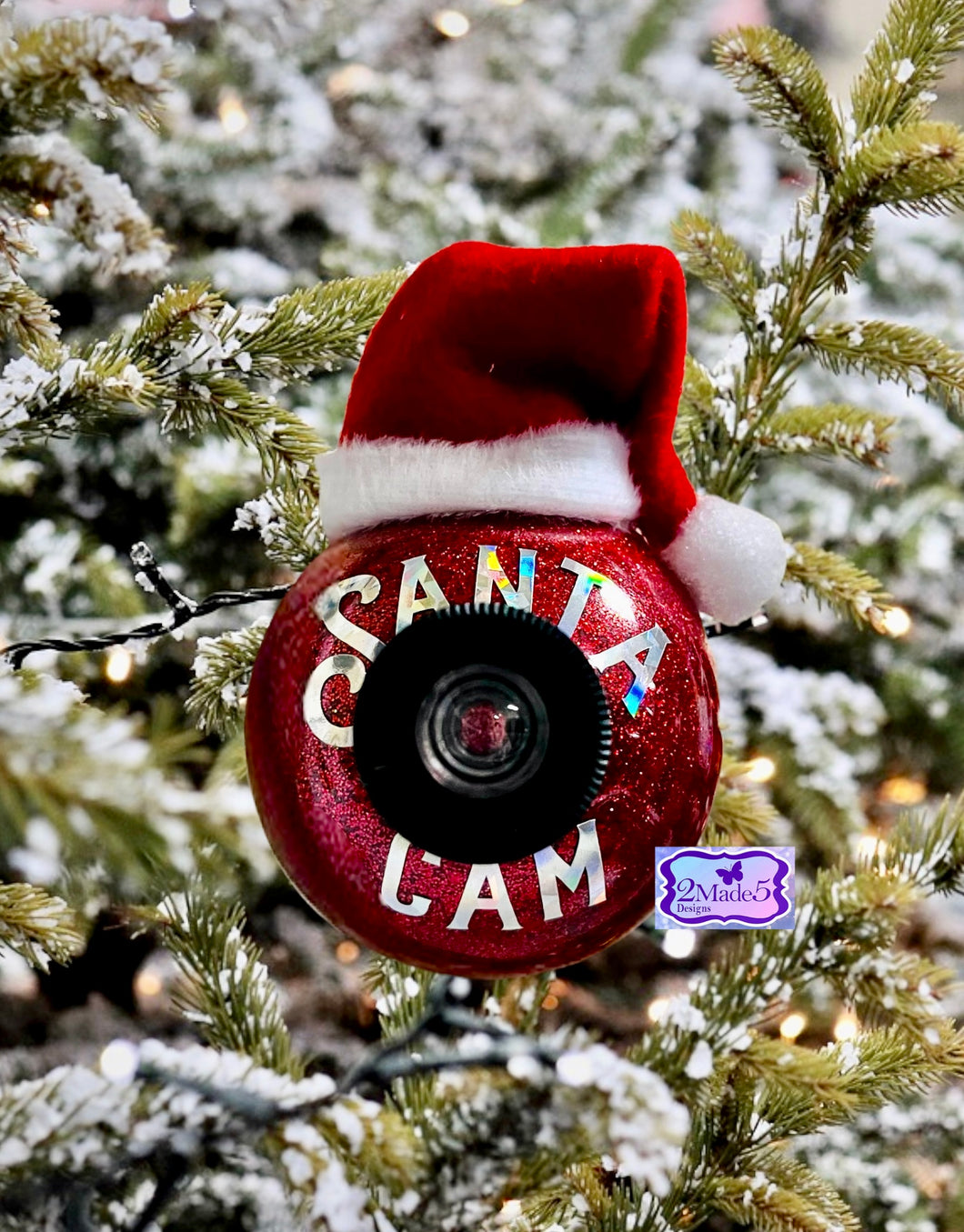 Santa Cam Glitter Christmas Ornament